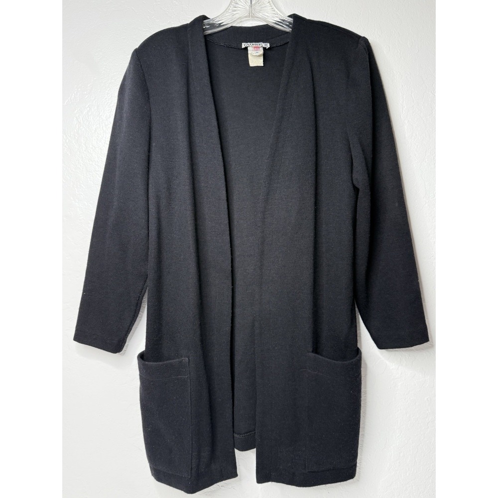 Vintage Taurus II Cardigan Sweater Black Womens Size 8 Teacher Career Casual USA